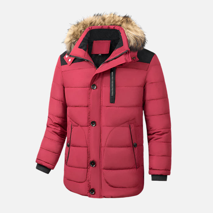 Jaqueta Masculina Acolchoada Strauffen SF259, com design elegante, perfeita para o inverno em looks casuais ou formais com conforto e estilo.